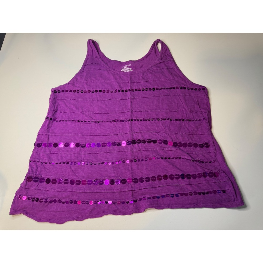 Lane Bryant Purple Sequin Tank Top Sleeveless Cotton Plus Size 14/16